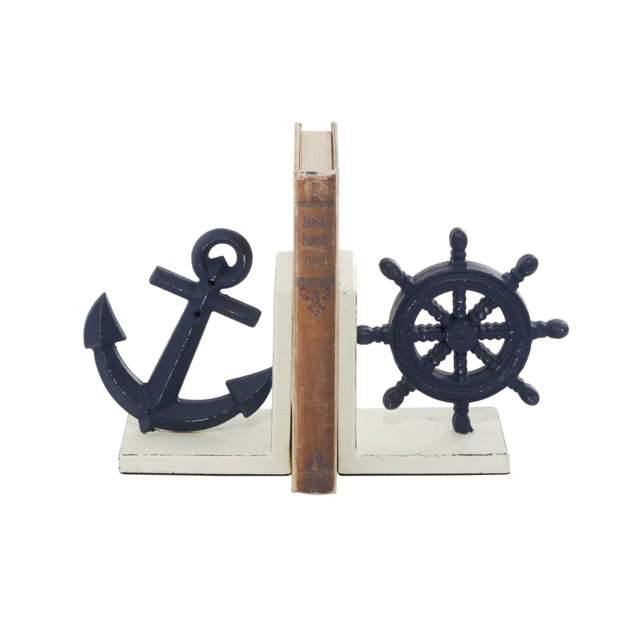 6" Blue Metal Coastal Bookends
